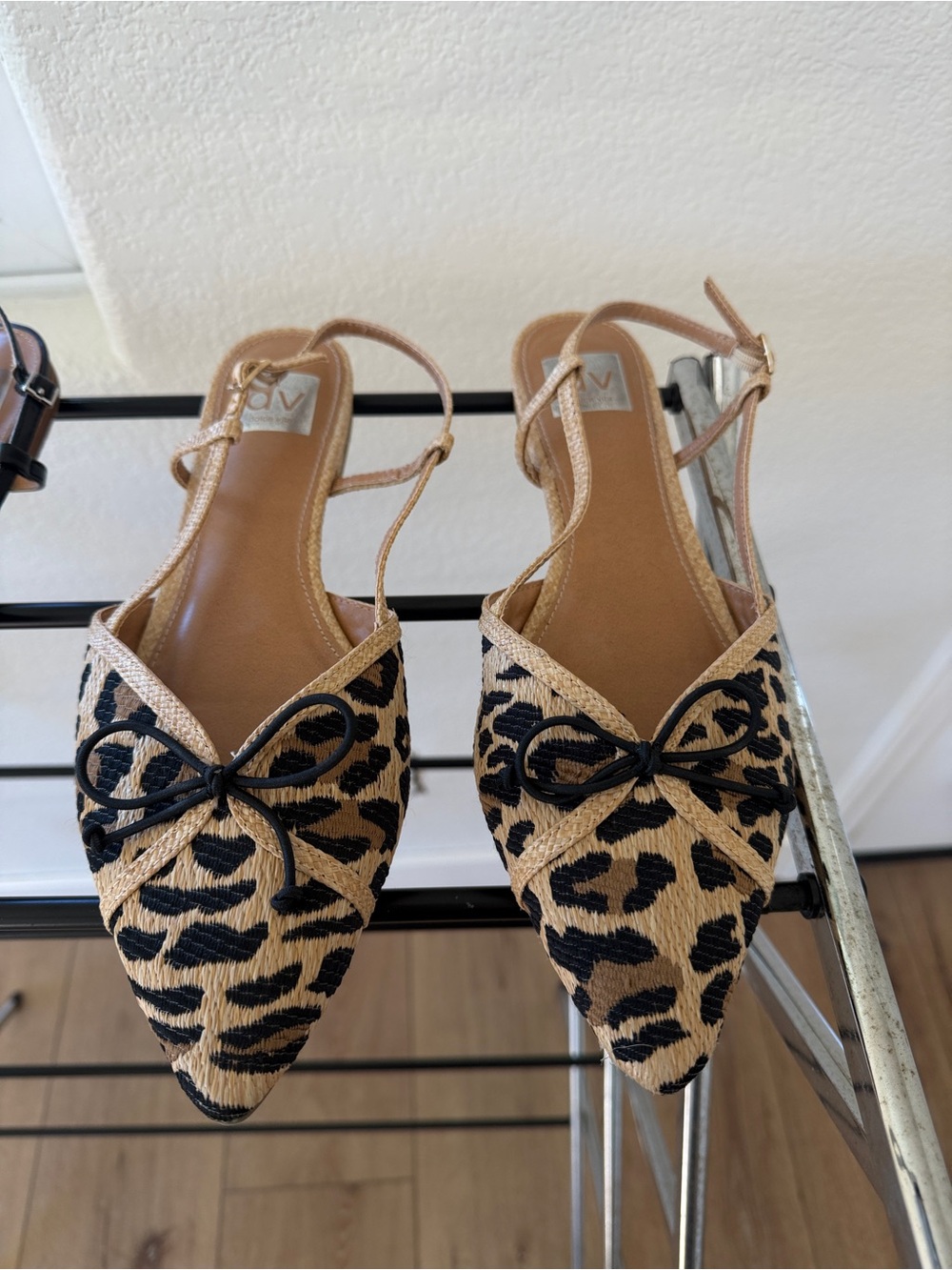 DV by Dolce Vita Leopard Print Pointed Slingback Flats - Tan & Black